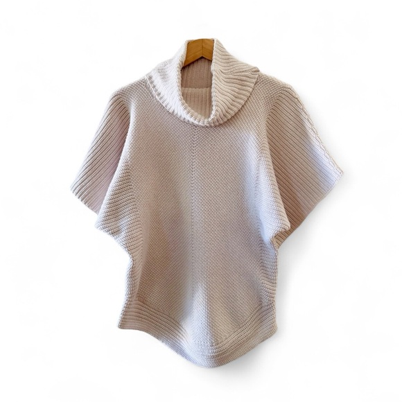 Margaret O’Leary Chunky Knit Cowl Neck Poncho Sweater, Short Sleeves sz. S - Picture 4 of 17